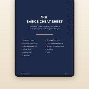 SQL Basics Cheat Sheet | Beginner Database Reference (Digital Download) image 3