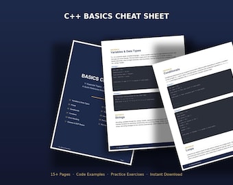 Guía rápida de conceptos básicos de C++ / Guía de referencia para principiantes en programación / PDF imprimible / Descarga digital instantánea