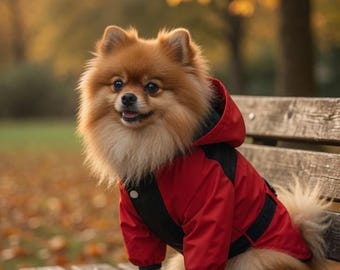 Hunde Regenschutz, wasserdichter leichter Anzug mit transparenter Kapuze, bequem bei starken Sommerregen, praktisch zum Schutz vor der Sonne