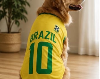Brasilien Hunde Fußball Trikot, Hunde Fußball Outfit, WM, Hunde Sportbekleidung, Hunde Fußball Fan Geschenk, Fußball, Ballon