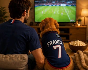 Frankreich Hund Fußball Trikot, Hund Fußball Outfit, WM, Hunde Sportbekleidung, Hund Fußball Fan Geschenk, Fußball, Ballon