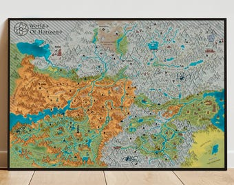 Horizon Zero Dawn Map Poster | Forbidden West Wall Art | Gamer Print