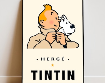 Hergé Poster | Vintage Comic Adventures Wall Art | Meme Print
