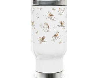 Vogel-Liebhaber-Kaffeetasse - Edelstahl-Reisebecher - Natur inspiriertes Geschenk