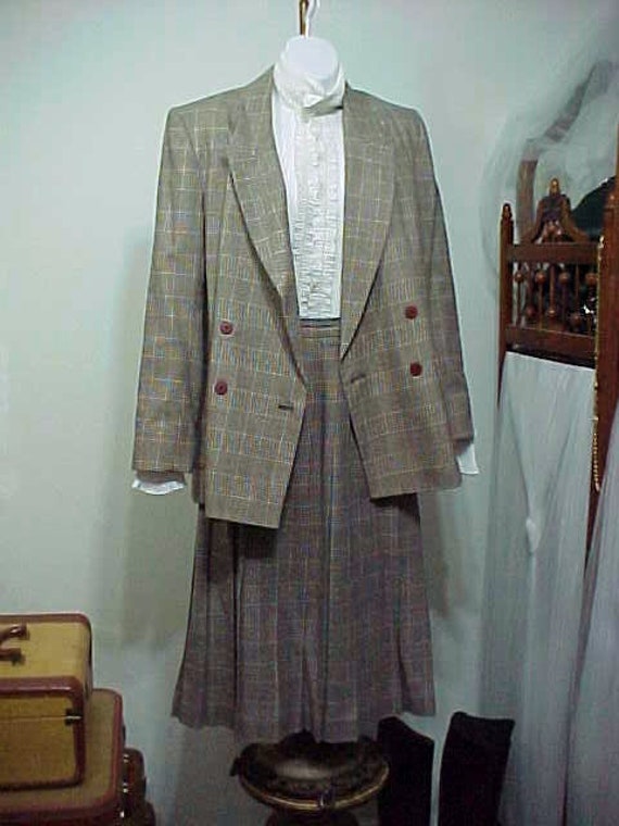 Vintage Skirt Suit, Houndstooth Plaid Skirt Suit,