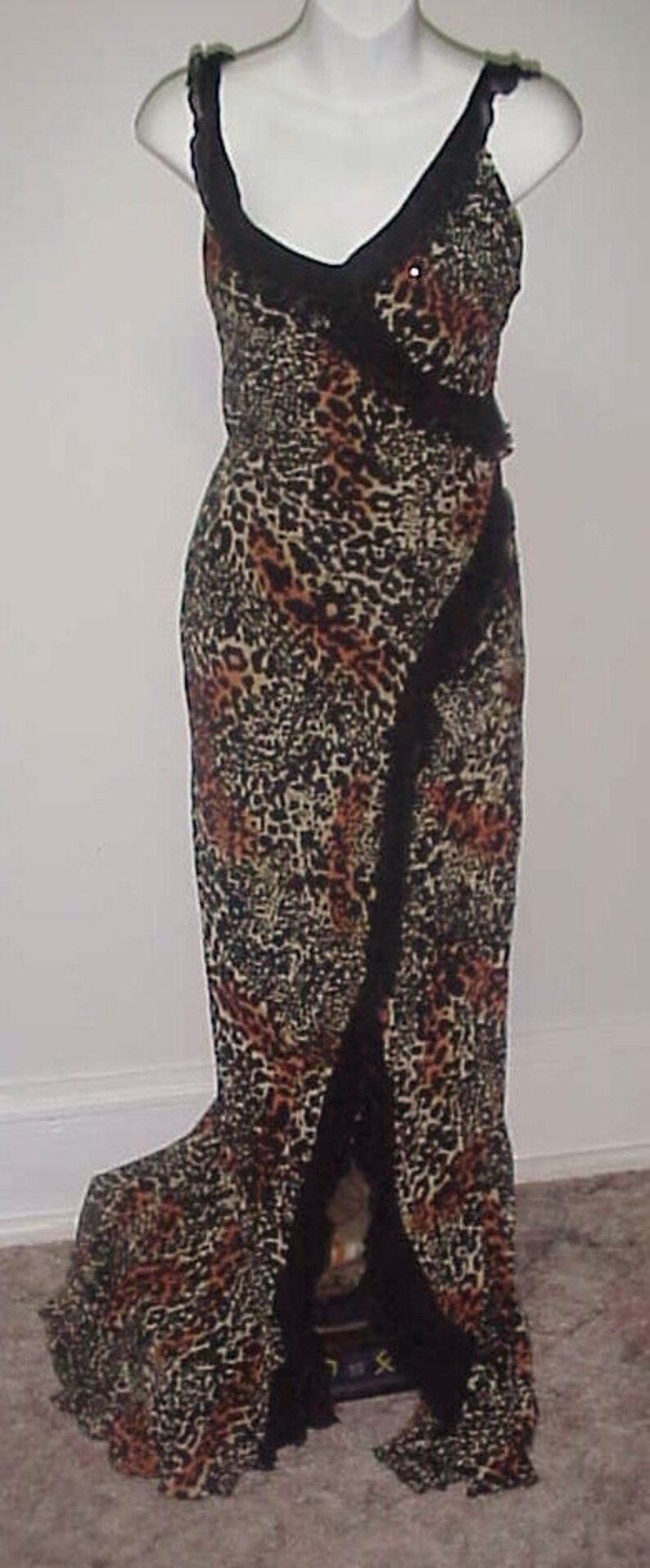 Leopard Bombshell 50/'s Pin Up Silk Dress