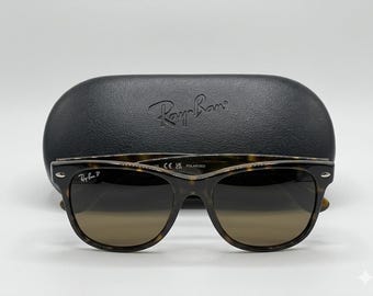 Pre-Owned Ray-Ban RB2132 New Wayfarer Tortoise Shell 55-18 Green lens Sunglasses with Case —