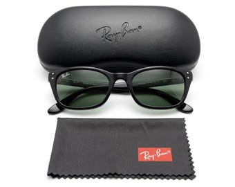 Pre-Owned Ray-Ban RB2299 Lady Burbank Women’s Cat Eye Polished Black Sunglasses W/Case —