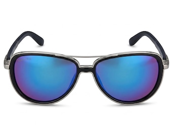 Pre-Owned Oakley Split Time OO9124-0758 Navy Frame W/Prizm Sapphire Polarized Sunglasses—