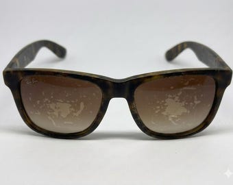 Pre-Owned Ray-Ban RB4165 Sunglasses Polarized Justin Dark Grey Matte Havana 54mm—