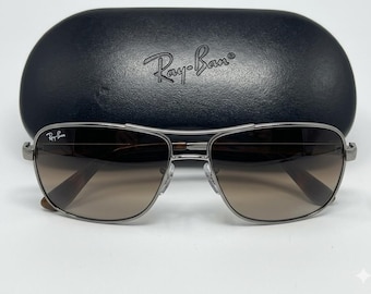 Pre-Owned Ray-Ban ARISTA Gold & Tortoise Gradient Brown Sunglasses RB3516 004/13 59mm W/Case