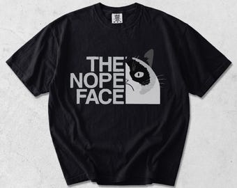 Garment Dyed T-Shirt: Grumpy Cat "The Nope Face" Print, Vintage Soft Feel