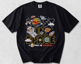 Lost in Space Sloth Astronaut T-Shirt, Garment Dyed Comfort, DTG Print