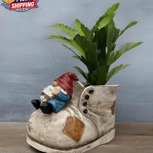 Handmade Cowboy Boot Flower Pot - Western Themed Flower Resin Pot - Cute Dwarf Succulent Planter -  Vintage Boots Planting Container