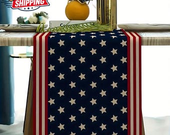 Handmade Patriotic Table Runner - Fourth of July Decor - Stars and Stripes Table Flag - Memorial Day Dining Decor - Americana Home Art Gift