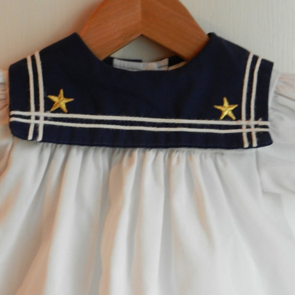 Vintage Baby Girl Sailor Dress- Nautical Dress- Vintage Baby Clothes/ 3-6 months