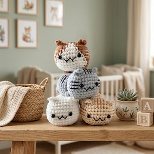 Crochet Cat Pattern PDF, Beginner Amigurumi Cat Pattern, Easy Stackable Kitty Plush Tutorial, Cute Kawaii Animal Gift