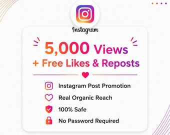 5000 Instagram Views, Real Likes, Shares Boost, Fast Delivery, Lifetime Refill, Safe Growth