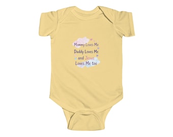 Babybody - "Mamma älskar mig, pappa älskar mig och Jesus älskar mig också" Kristen babybody