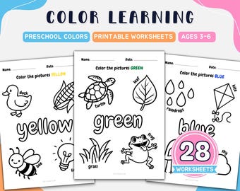 Preschool Learning Colors Worksheets |  Color Recognition Activities | Toddler Color Learning | Color of the Week Printable