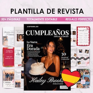 Puede incluir: Una portada de revista con el título "Cumpleaños" y el texto "Especial 30 Edicion". La portada presenta a una mujer sosteniendo un pastel. El texto adicional incluye "La Nueva Era Dorada" y "Hailey Brooks".