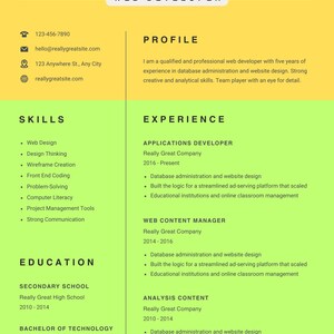 May include: A resume template with a two-column layout. The top section features the name "MORGAN MAXWEL" and "WEB DEVELOPER." The left column lists contact information, skills, and education. The right column details the profile and work experience, including job titles and company names.