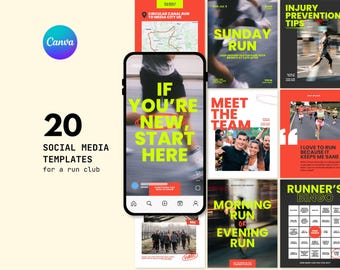 Running Club Editable Canva Social Media Templates Fitness Run Event Flyer