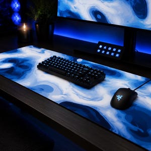 Premium XXL Mouse Pad – Blue Marble Design for Gaming Setup
