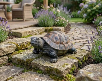 Large Resin Turtle Garden Statue Tortoise Figurine | Realistic Animal Pond Decor Ornament | Indoor & Outdoor Patio Lawn Sculpture Wildlife