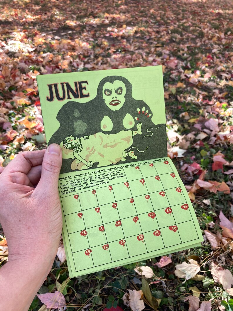 LAST YEARS 2023 Nudie Ladies Calendar: Sheebie Jeebies 12 Months of Terror Riso printed beauty image 4