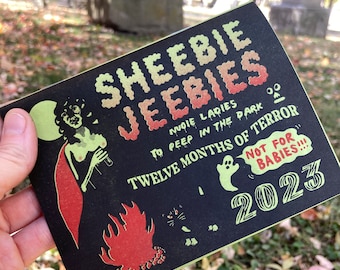 LAST YEAR’S 2023 Nudie Ladies Calendar: Sheebie Jeebies! 12 Months of Terror! Riso printed beauty!