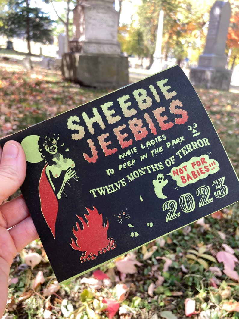LAST YEARS 2023 Nudie Ladies Calendar: Sheebie Jeebies 12 Months of Terror Riso printed beauty image 1