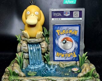 DIY paint your own PYSDUCK PSA Card Display, Pokemon Slab Holder Figure, Blank 3d resin Pysduck display stand.