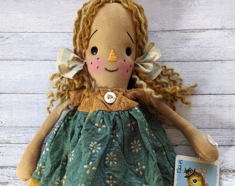 Spring Daisies Wren Anne - Handmade OOAK Decorative Primitive Raggedy Ann Doll