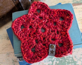 Star Coaster - Handmade Crocheted Colorful Speckled Coaster, Candle Mat, Decor