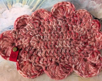 Cloud Coaster - Handmade Crocheted Colorful Speckled Coaster, Candle Mat, Decorative Spot
