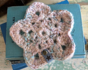 Star Coaster (Small) - Handmade Crocheted Colorful Speckled Coaster, Candle Mat, Decor