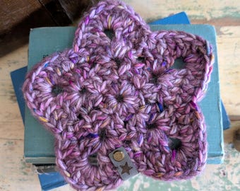 Star Coaster - Handmade Crocheted Colorful Speckled Coaster, Candle Mat, Decor