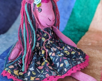 Wildflower Decorative Unicorn Doll - Handmade OOAK Decorative Stuffed Animal