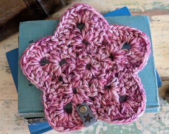 Star Coaster - Handmade Crocheted Colorful Speckled Coaster, Candle Mat, Decor