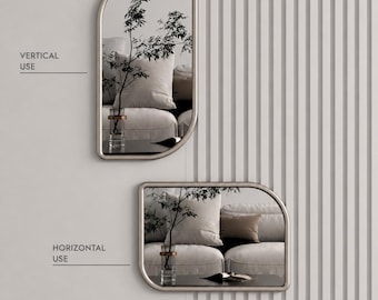 Aurea Arch Mirror, Modern Rounded Corner , Vertical Horizontal Hanging