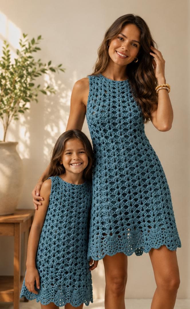 38 Matching Crochet Pattern Sets for Your Next Project 16 Vintage Mommy and Me Crochet Dress Pattern Matching