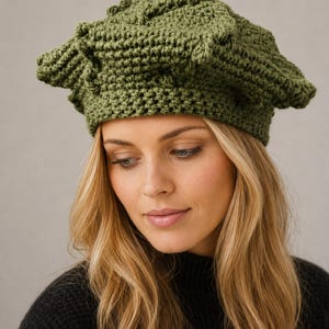 Vintage 1970s Popcorn Crochet Beret Pattern | Slouchy Hat (Instant Download)
