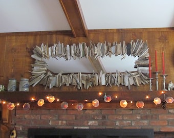 Cape Cod Driftwood Mirror, Large Coastal Decor (58x24)
