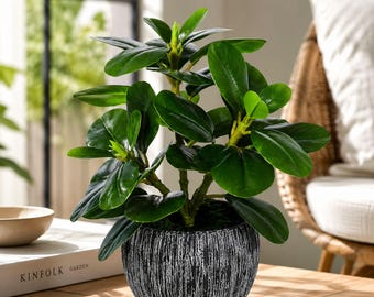 Real Touch Artificial Potted Plant, Faux Green Plant in Decorative Pot, Waterproof Fake Plant for Home Office Kitchen Shelf Decor