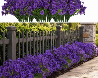 Artificial Outdoor Purple Flowers 21 Bundles UV Resistant Faux Plants for Planters Window Box Porch Patio Garden Decor