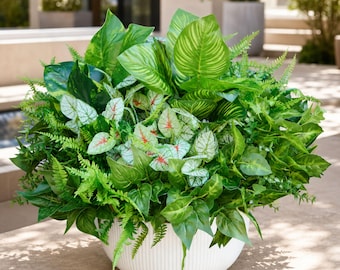 12 Bundles Artificial Greenery Plants, UV Resistant Faux Outdoor Plants, Realistic Greenery Stems for Planters, Porch, Garden & Home Decor