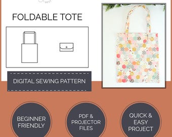 Foldable Shopping Bag PDF Sewing Pattern | Instant Download | Reusable ...