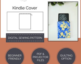 Quilted Kindle Case Sewing Pattern PDF | E-Reader Zipper Pouch | Tablet Sleeve Pattern | Beginner Friendly