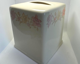 Vintage Floral Porcelain Tissue Cover